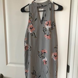 Light gray floral sleeveless dress